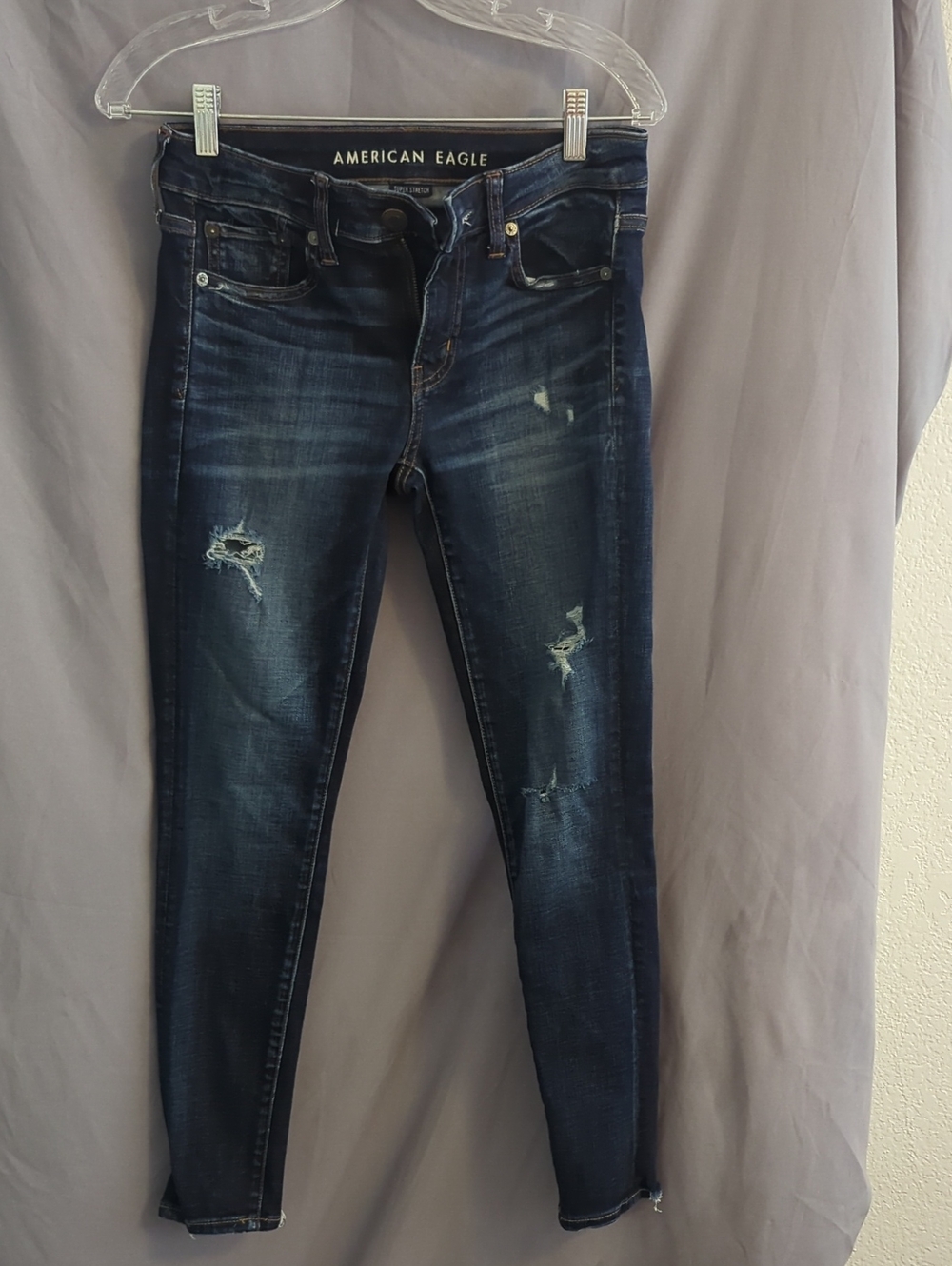American Eagle Outfitters Dark Indigo Distressed Skinny Jeans